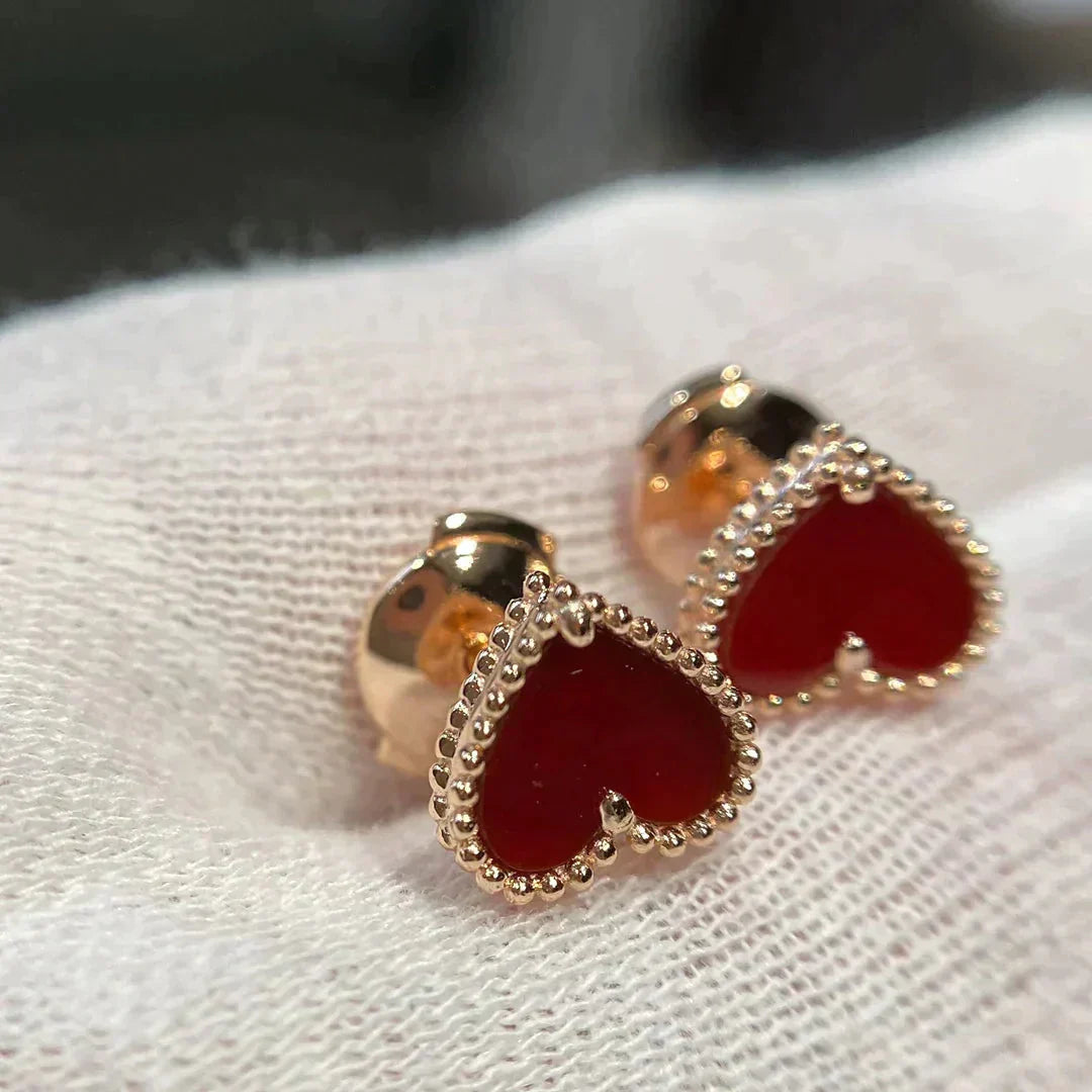 [Lumi Jewels]BOUCLES D'OREILLES PENDANTES CŒUR CORNALINE