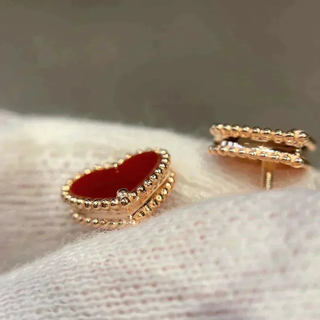 [Lumi Jewels]BOUCLES D'OREILLES PENDANTES CŒUR CORNALINE