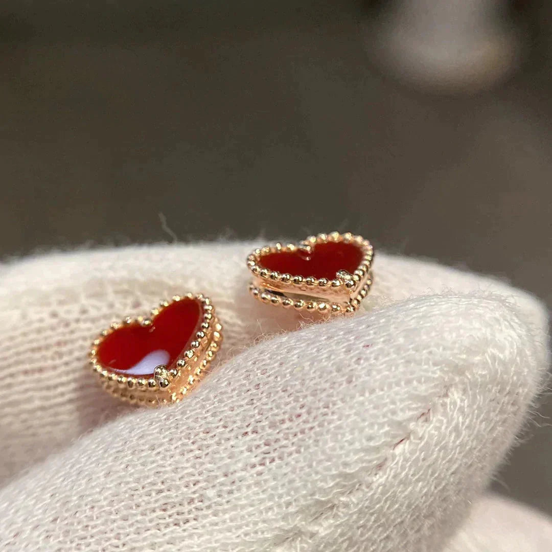 [Lumi Jewels]BOUCLES D'OREILLES PENDANTES CŒUR CORNALINE