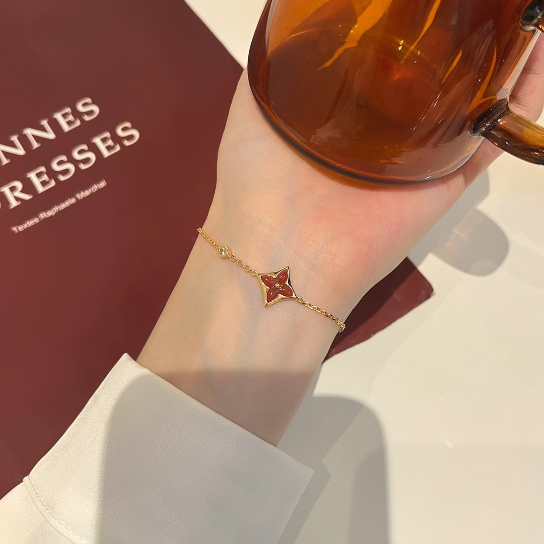 [Lumi Jewels]COLOR STAR CARNELIAN PINK GOLD DIAMOND BRACELET