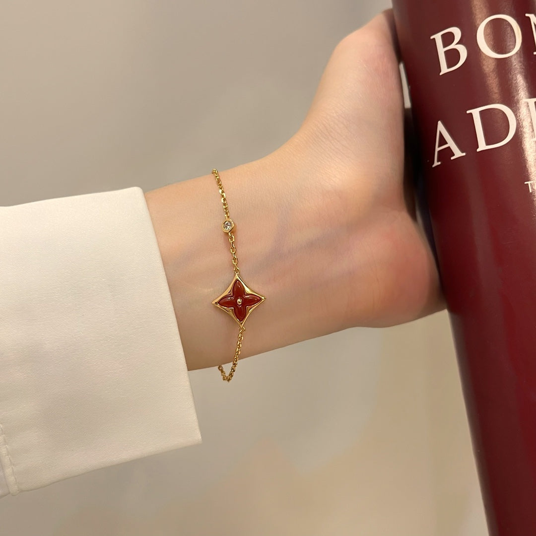 [Lumi Jewels]COLOR STAR CARNELIAN PINK GOLD DIAMOND BRACELET