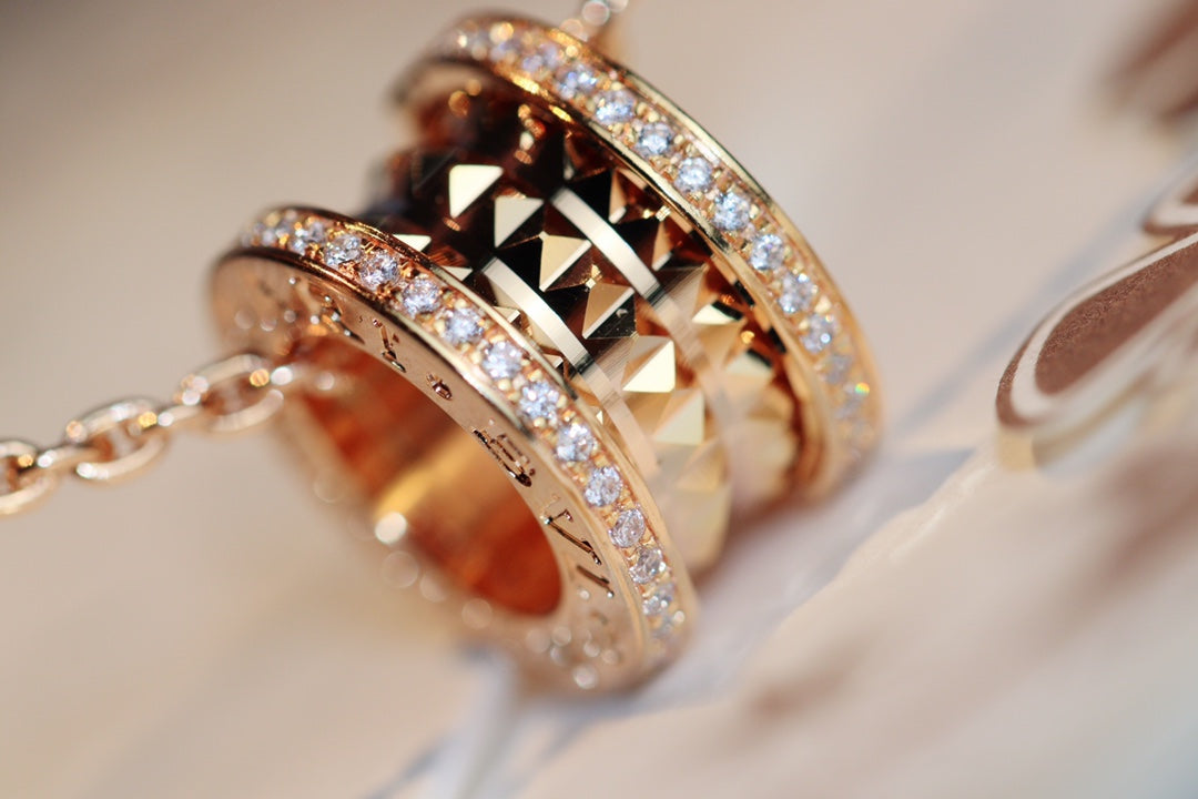 [Lumi Jewels]ZERO 1 ROCK PEDANT PINK GOLD NECKLACE
