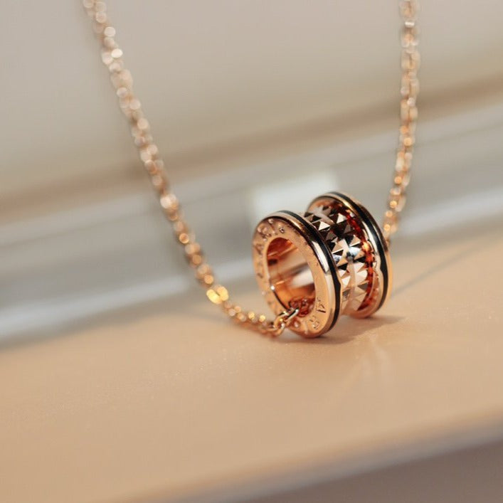 [Lumi Jewels]ZERO 1 ROCK PEDANT PINK GOLD BLACK NECKLACE