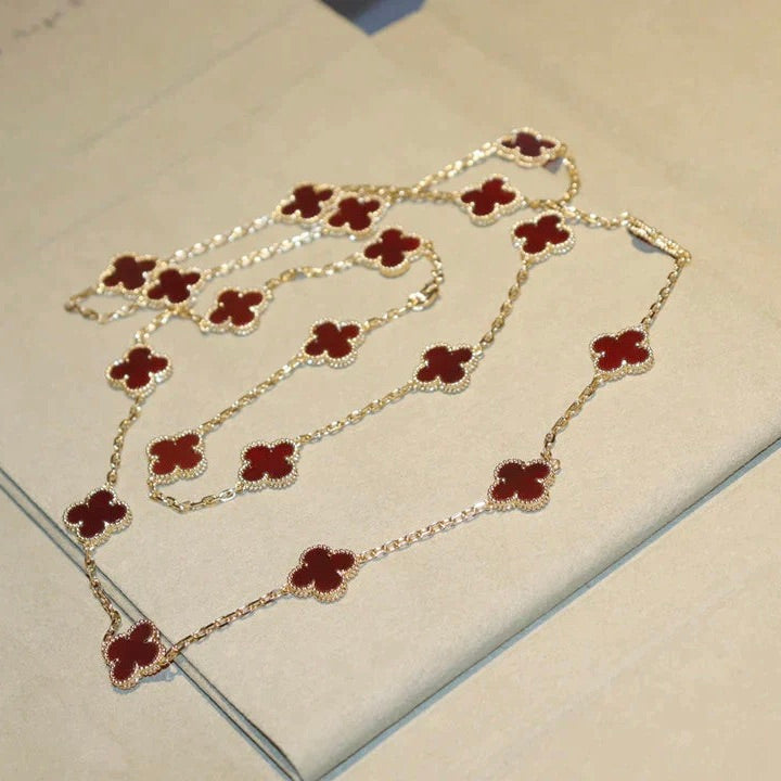 [Lumi Jewels]COLLIER TRÈFLE 20 MOTIFS CORNALINE