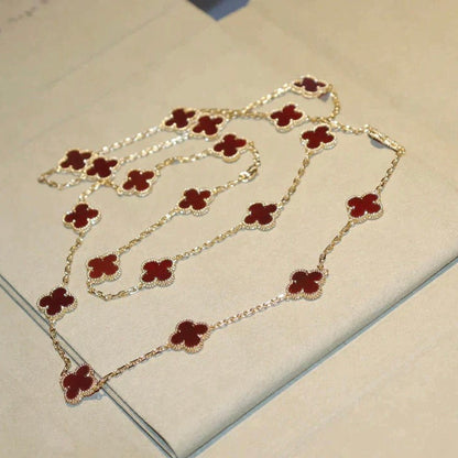 [Lumi Jewels]COLLIER TRÈFLE 20 MOTIFS CORNALINE