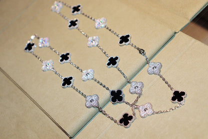 [Lumi Jewels]CLOVER 20 MOTIFS ONYX DIAMANT ARGENT