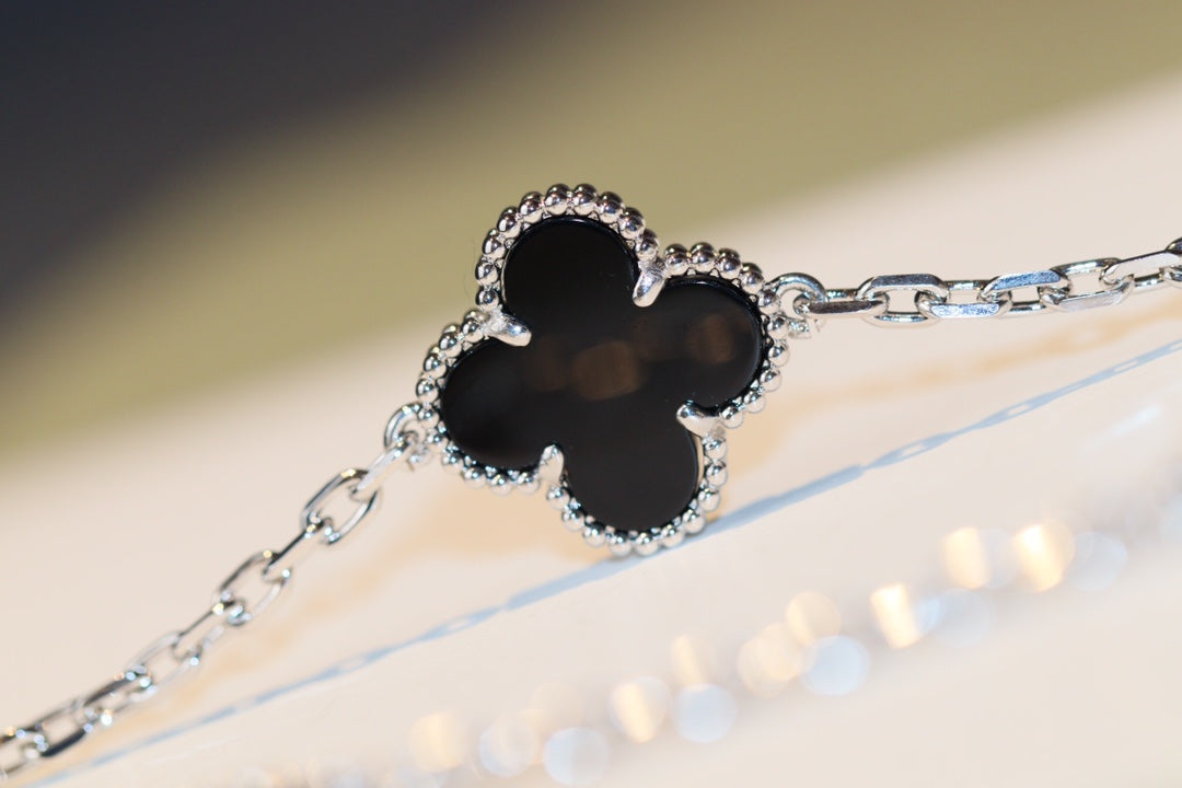 [Lumi Jewels]CLOVER 20 MOTIFS ONYX DIAMANT ARGENT