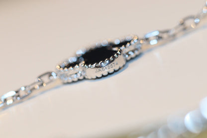[Lumi Jewels]CLOVER 20 MOTIFS ONYX DIAMANT ARGENT