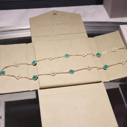 [Lumi Jewels]COLLIER DIAMANT MALACHITE 20 MOTIFS TRÈFLE