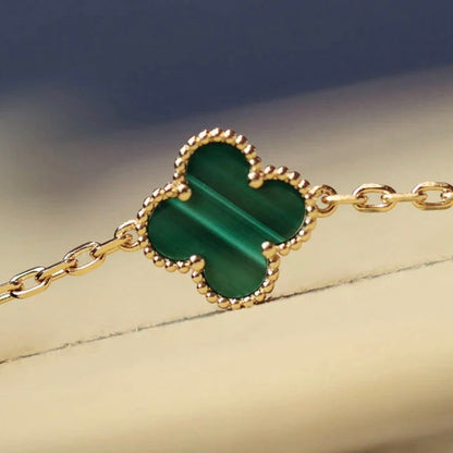 [Lumi Jewels]COLLIER DIAMANT MALACHITE 20 MOTIFS TRÈFLE