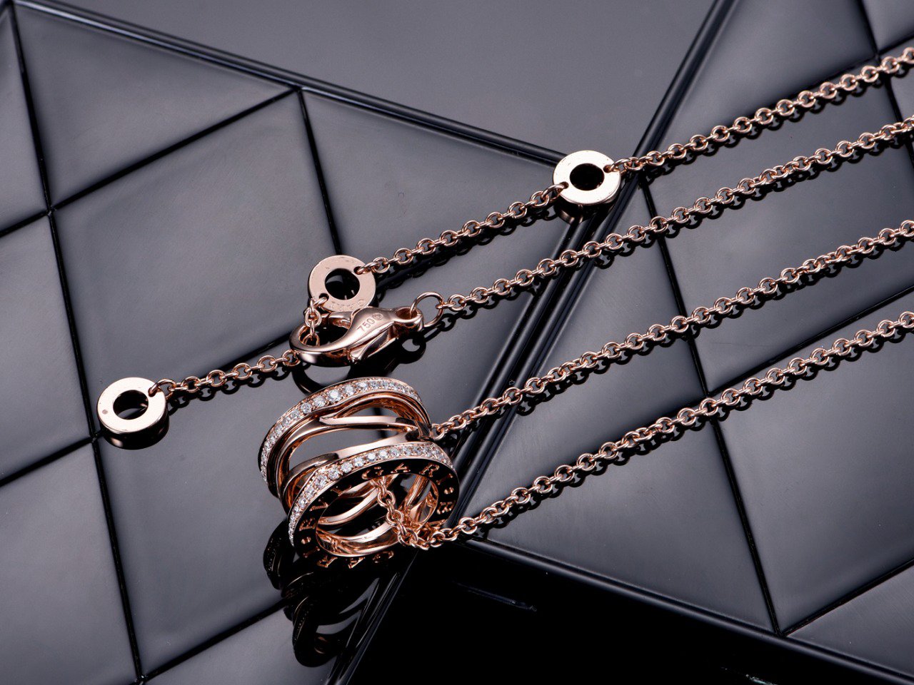 [Lumi Jewels] ZERO 1 COLLIER OUVERT EN OR ROSE ET DIAMANTS
