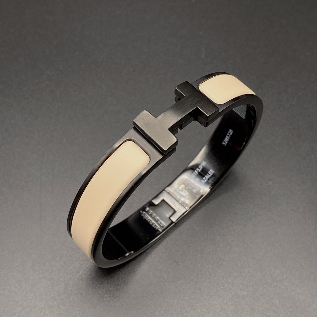 [Lumi Jewels]BRACELET H 12MM CÉRAMIQUE NOIR BEIGE