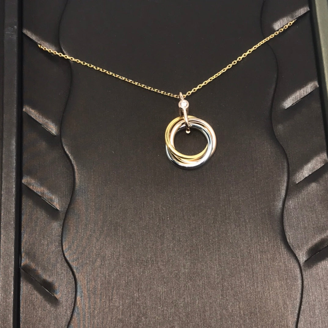 [Lumi Jewels]TRINITY SILVER GOLD PINK GOLD NECKLACE