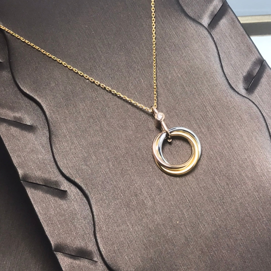 [Lumi Jewels]TRINITY SILVER GOLD PINK GOLD NECKLACE