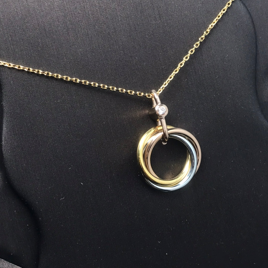 [Lumi Jewels]TRINITY SILVER GOLD PINK GOLD NECKLACE