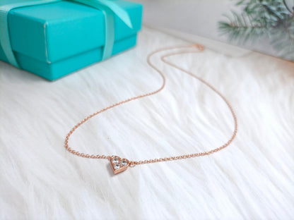 [Lumi Jewelry]HEART 3 DIAMONDS PEDANT NECKLACE