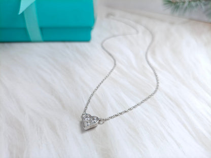 [Lumi Jewelry]HEART 3 DIAMONDS PEDANT NECKLACE