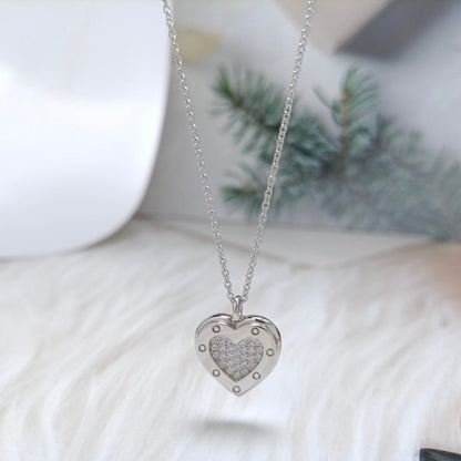 [Lumi Jewelry]HEART DIAMONDS PEDANT NECKLACE