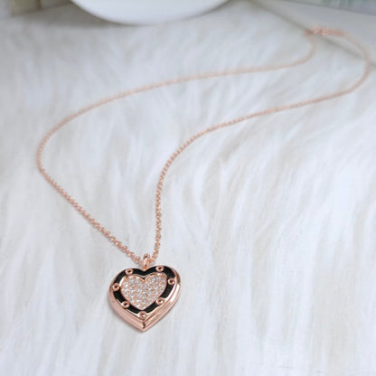 [Lumi Jewelry]HEART DIAMONDS PEDANT NECKLACE