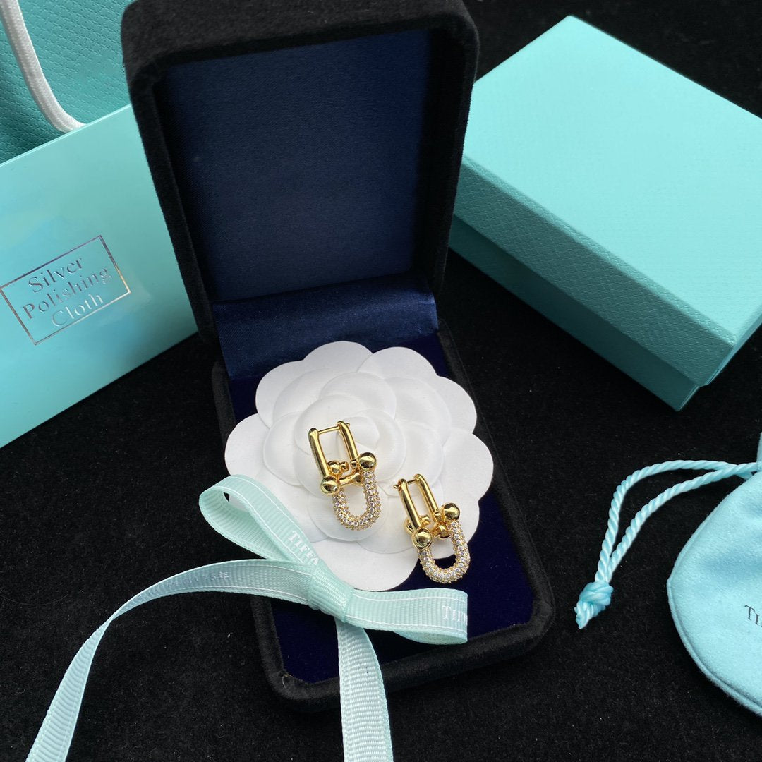 [Lumi Jewelry]HARDWEAR LINK DIAMOND GOLD EARRINGS