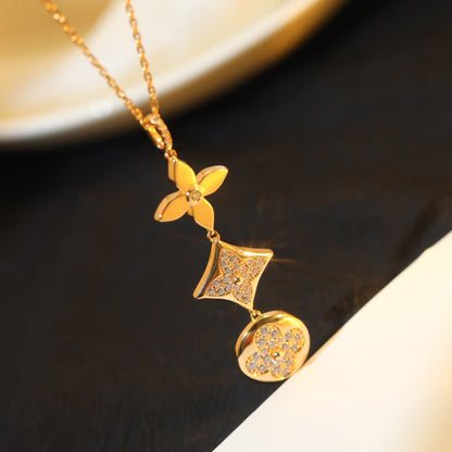 [Lumi Jewels]STAR AND SUN DIAMOND PINK GOLD NECKLACE