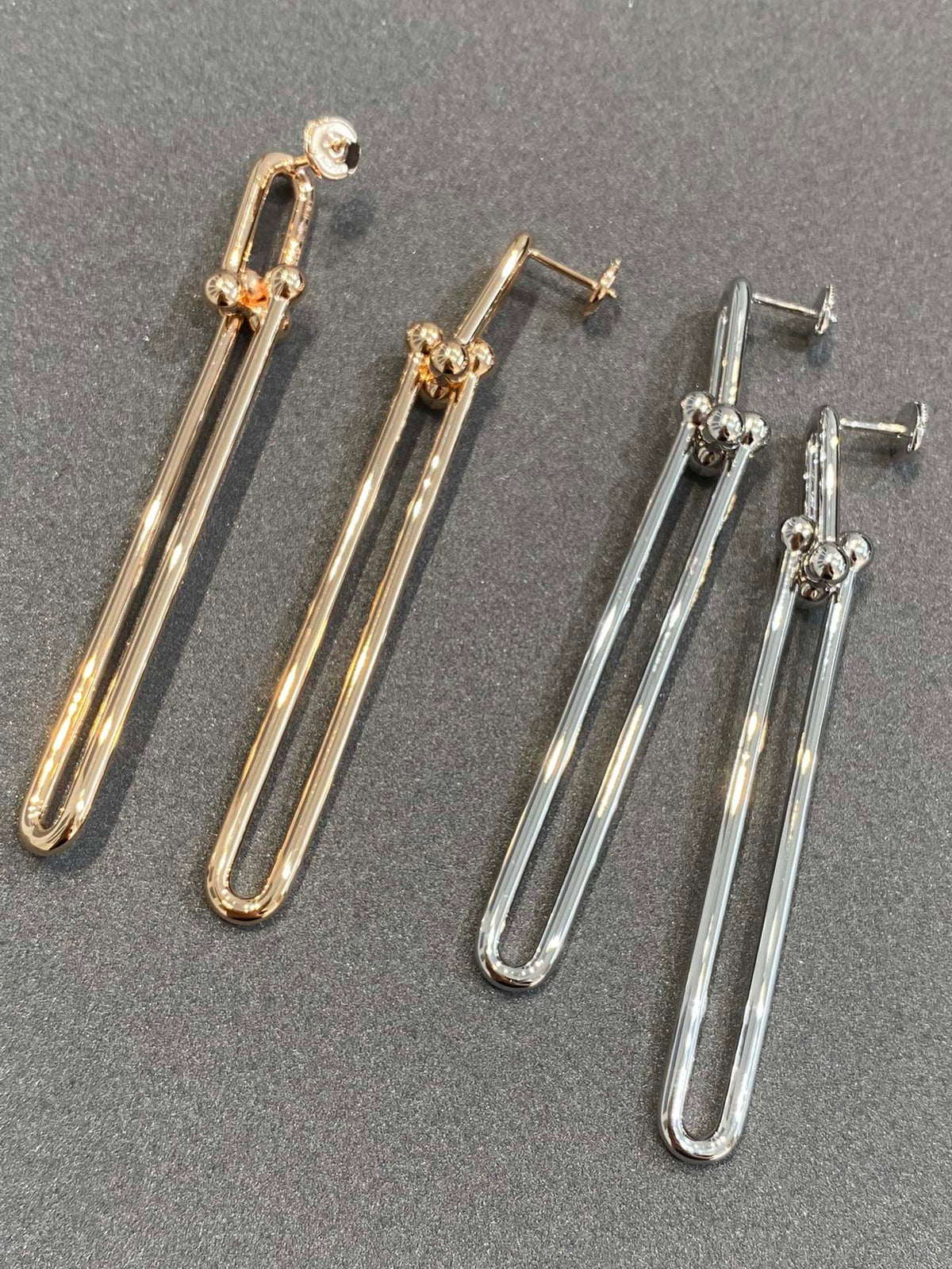 [Lumi Jewelry]HARDWEAR DOUBLE LONG LINK EARRINGS