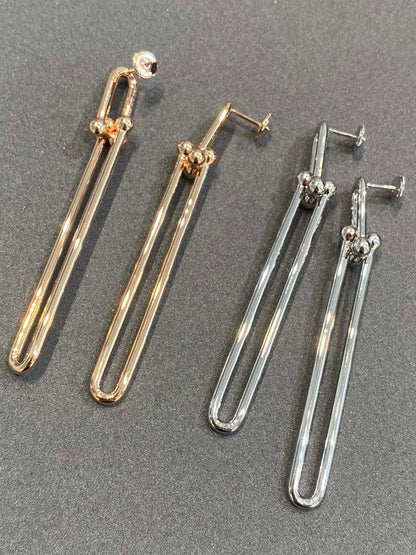 [Lumi Jewelry]HARDWEAR DOUBLE LONG LINK EARRINGS