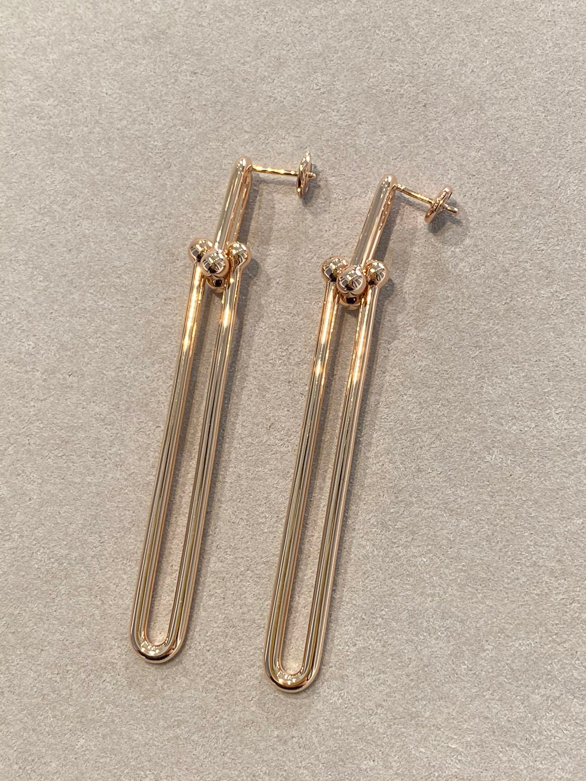 [Lumi Jewelry]HARDWEAR DOUBLE LONG LINK EARRINGS