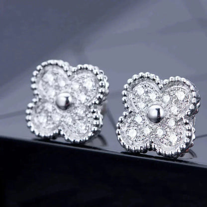 [Lumi Jewels]CLOVER 1 MOTIFS DIAMOND STUD EARRINGS SILVER