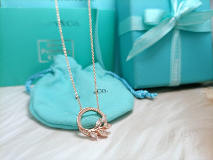 [Lumi Jewelry]DIAMOND VINE CIRCLE PENDANT PLATINUM NECKLACE