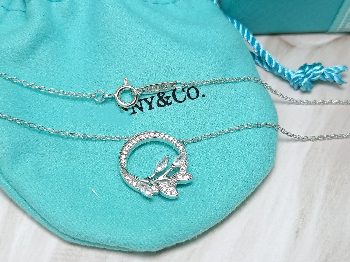 [Lumi Jewelry]DIAMOND VINE CIRCLE PENDANT PLATINUM NECKLACE