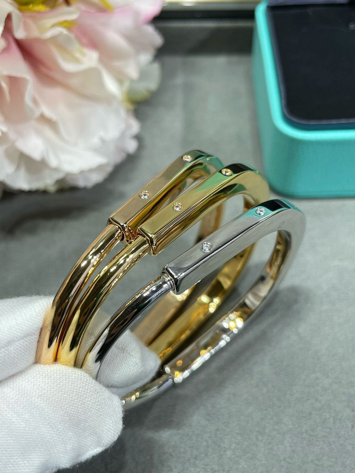 [Lumi Jewelry]LOCK BRACELET 8 DIAMOND