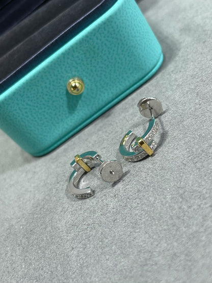 [Lumi Jewelry]EDGE DIAMOND PINK GOLD EARRINGS