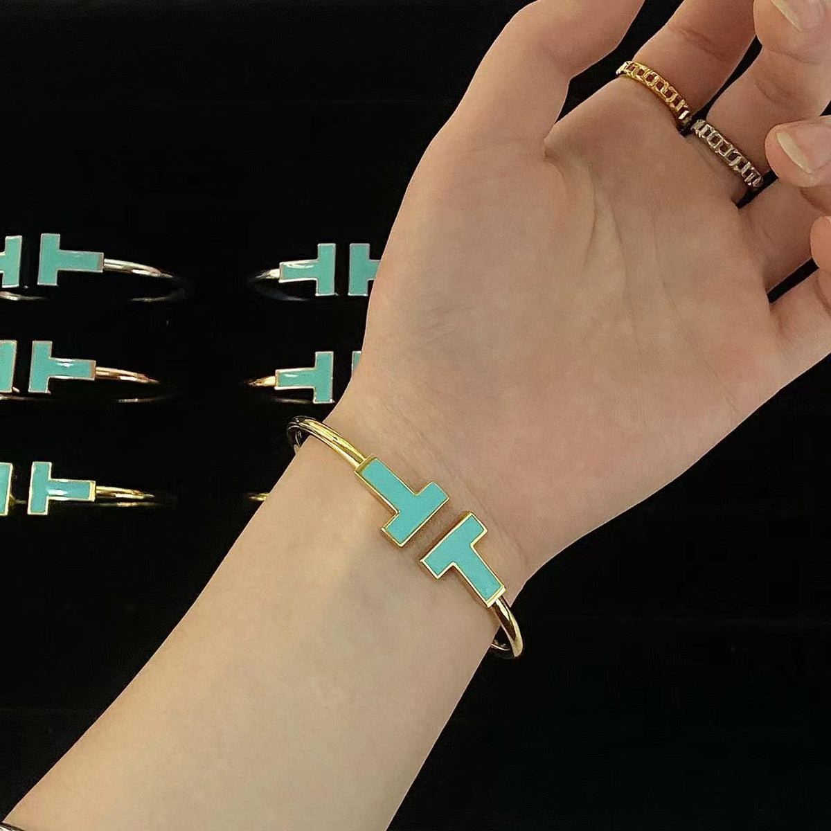 [Lumi Jewelry]T WIDE TURQUOISE OPEN BRACELET