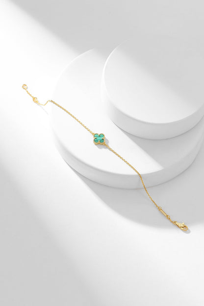 [Lumi Jewels]BRACELET CLOVER MALACHITE 1 MOTIF