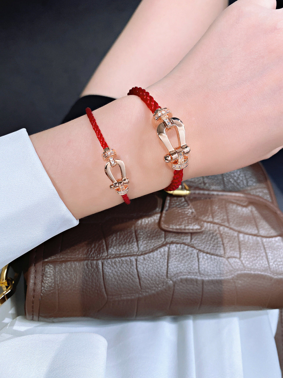 [Lumi Jewels]FORCE 10 HALF DIAMOND PINK GOLD RED CORDERI LARGE AND MEDIUM MODEL