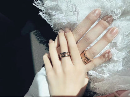[Lumi Jewels]ZERO 1 ROCK CÉRAMIQUE NOIRE OR ROSE GRAND MODÈLE