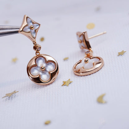 [Lumi Jewels]STAR AND SUN PINK GOLD MOP DROP EARRINGS