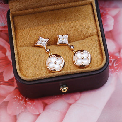 [Lumi Jewels]STAR AND SUN PINK GOLD MOP DROP EARRINGS