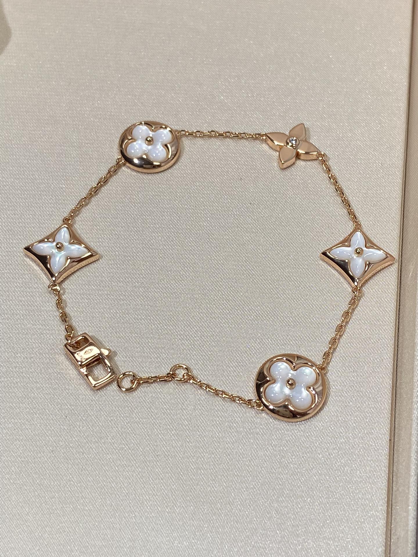 [Lumi Jewels]STAR AND SUN 5 MOTIF MOP PINK GOLD BRACELET