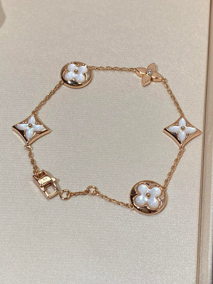 [Lumi Jewels]STAR AND SUN 5 MOTIF MOP PINK GOLD BRACELET