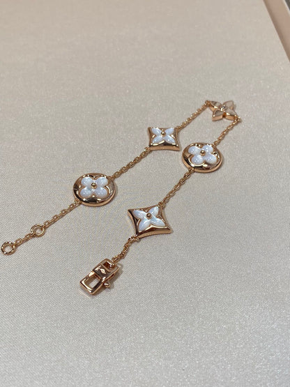 [Lumi Jewels]STAR AND SUN 5 MOTIF MOP PINK GOLD BRACELET