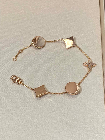 [Lumi Jewels]STAR AND SUN 5 MOTIF MOP PINK GOLD BRACELET