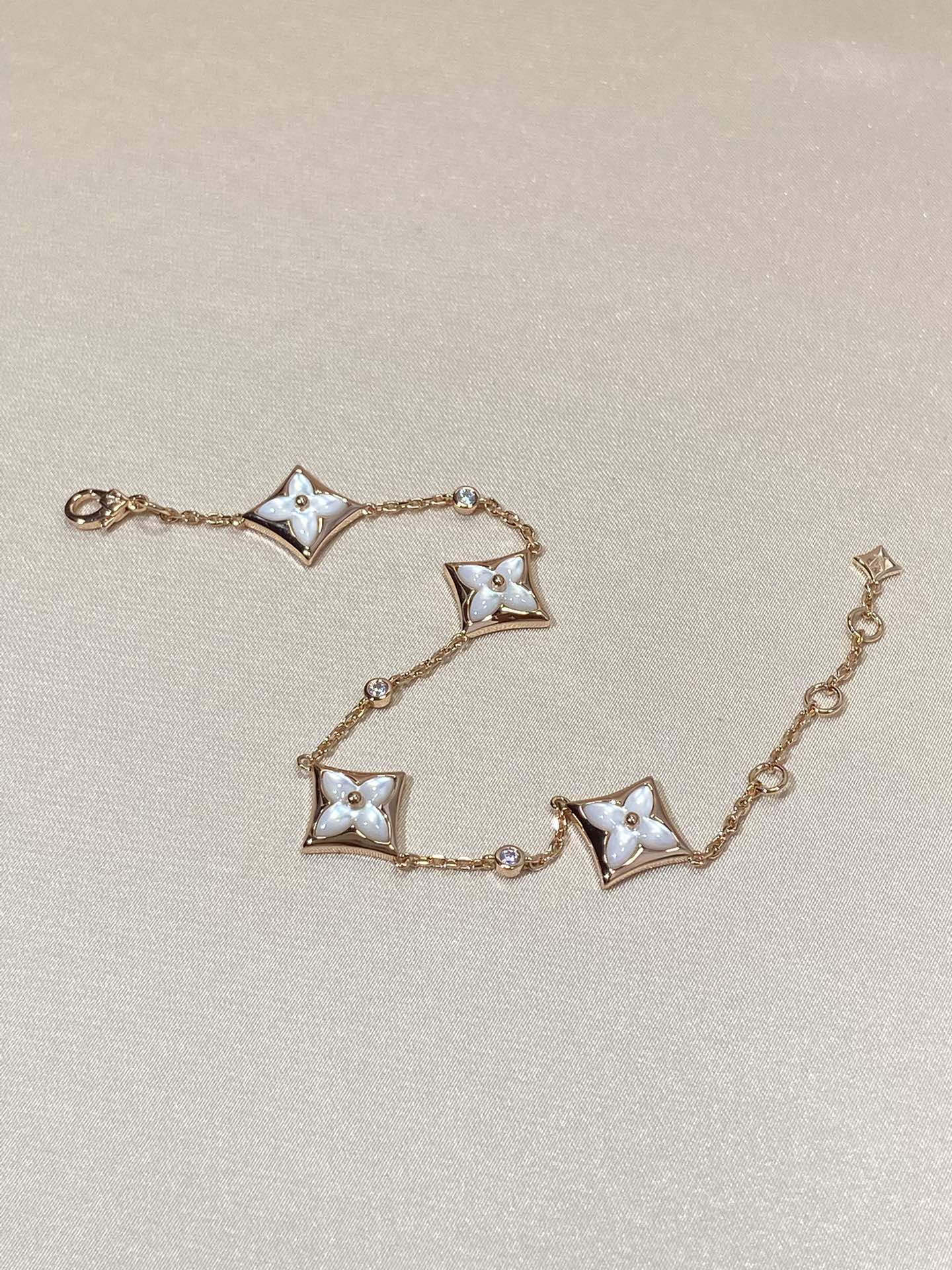 [Lumi Jewels]STAR 4 MOTIF MOP DIAMOND PINK GOLD BRACELET
