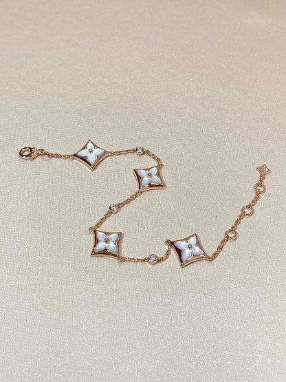 [Lumi Jewels]STAR 4 MOTIF MOP DIAMOND PINK GOLD BRACELET