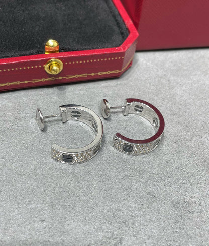 [Lumi Jewels]LOVE CERAMIC DIAMOND PAVED SILVER EARRINGS