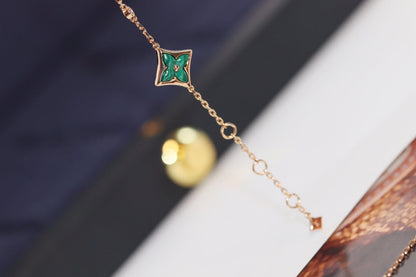 [Lumi Jewels]BRACELET 4 MOTIFS ÉTOILE ET SOLEIL EN OR ROSE MALACHITE