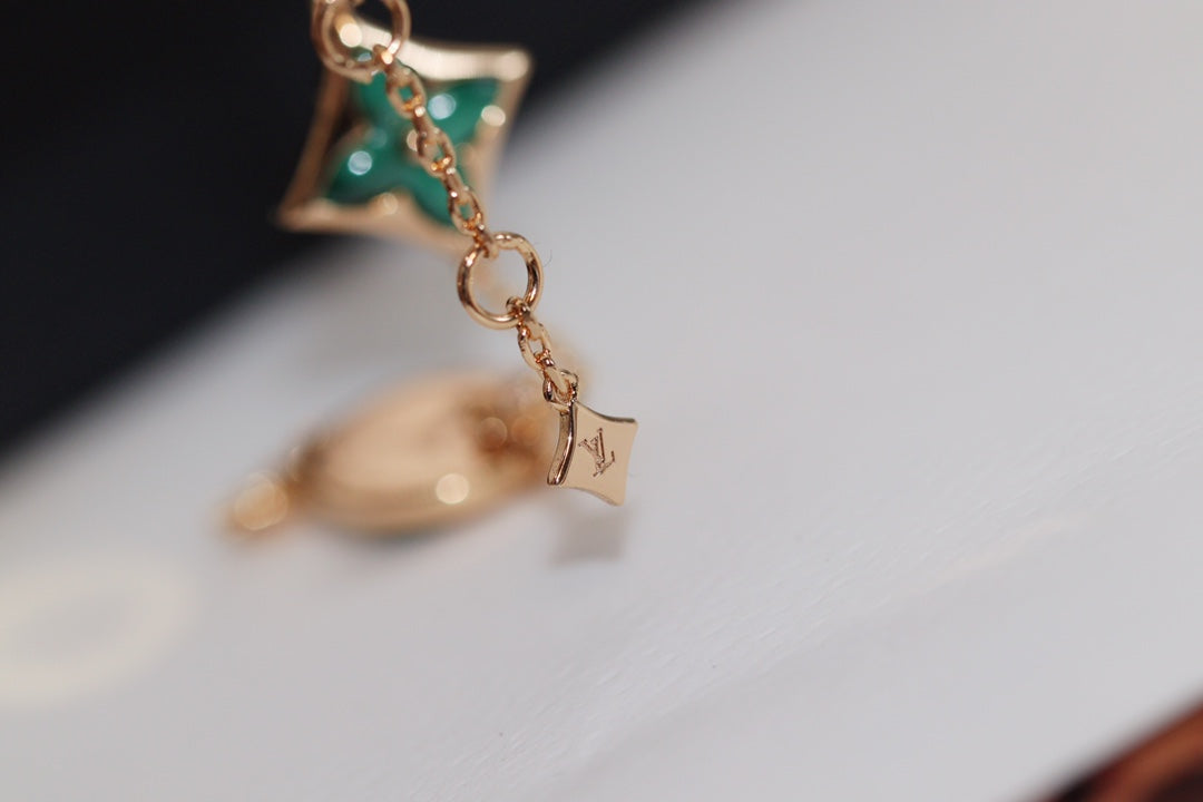 [Lumi Jewels]BRACELET 4 MOTIFS ÉTOILE ET SOLEIL EN OR ROSE MALACHITE