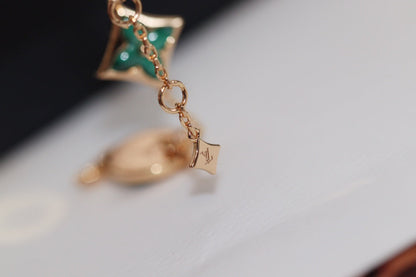 [Lumi Jewels]BRACELET 4 MOTIFS ÉTOILE ET SOLEIL EN OR ROSE MALACHITE