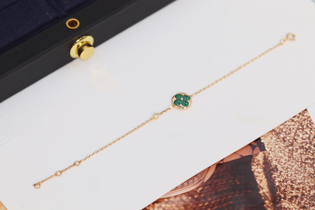 [Lumi Jewels]BRACELET 4 MOTIFS ÉTOILE ET SOLEIL EN OR ROSE MALACHITE